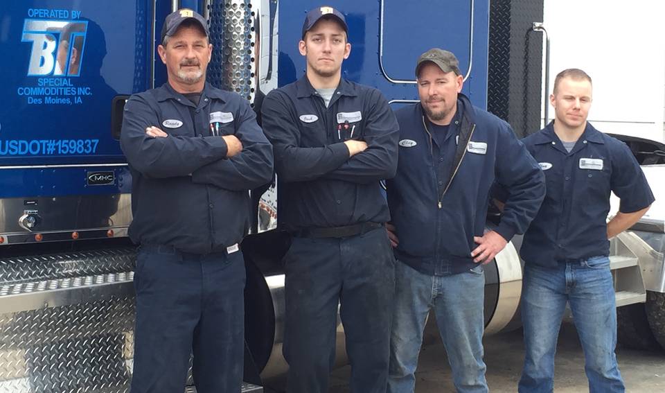 Photo of BTI diesel mechanic team of Randy, Josh, Clay, and Shane.